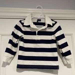 Janie and Jack Classic Navy and White Striped Rugby Shirt